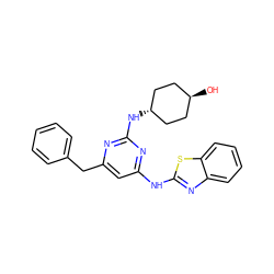 O[C@H]1CC[C@H](Nc2nc(Cc3ccccc3)cc(Nc3nc4ccccc4s3)n2)CC1 ZINC000261085325