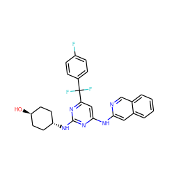 O[C@H]1CC[C@H](Nc2nc(Nc3cc4ccccc4cn3)cc(C(F)(F)c3ccc(F)cc3)n2)CC1 ZINC000261091029