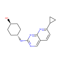 O[C@H]1CC[C@H](Nc2ncc3ccc(C4CC4)nc3n2)CC1 ZINC000473113438