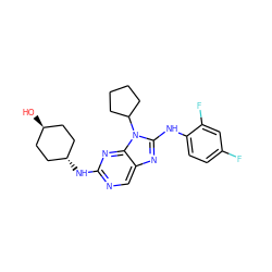 O[C@H]1CC[C@H](Nc2ncc3nc(Nc4ccc(F)cc4F)n(C4CCCC4)c3n2)CC1 ZINC000254131999