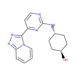 O[C@H]1CC[C@H](Nc2nccc(-c3nnc4ccccn34)n2)CC1 ZINC000299845751