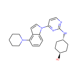 O[C@H]1CC[C@H](Nc2nccc(-n3ccc4c(N5CCCCC5)cccc43)n2)CC1 ZINC000261134863