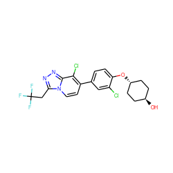 O[C@H]1CC[C@H](Oc2ccc(-c3ccn4c(CC(F)(F)F)nnc4c3Cl)cc2Cl)CC1 ZINC000143588025