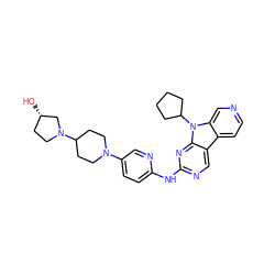 O[C@H]1CCN(C2CCN(c3ccc(Nc4ncc5c6ccncc6n(C6CCCC6)c5n4)nc3)CC2)C1 ZINC000169706911