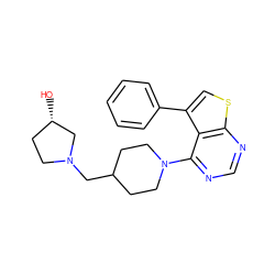 O[C@H]1CCN(CC2CCN(c3ncnc4scc(-c5ccccc5)c34)CC2)C1 ZINC000146421065