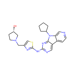 O[C@H]1CCN(Cc2csc(Nc3ncc4c5ccncc5n(C5CCCC5)c4n3)n2)C1 ZINC000117687312