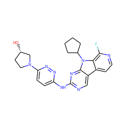 O[C@H]1CCN(c2ccc(Nc3ncc4c5ccnc(F)c5n(C5CCCC5)c4n3)nn2)C1 ZINC000169706762