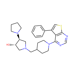 O[C@H]1CN(CC2CCN(c3ncnc4scc(-c5ccccc5)c34)CC2)C[C@@H]1N1CCCC1 ZINC000653676036