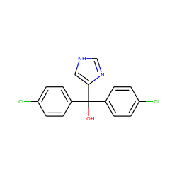 OC(c1ccc(Cl)cc1)(c1ccc(Cl)cc1)c1c[nH]cn1 ZINC000027427405