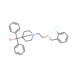 OC(c1ccccc1)(c1ccccc1)C12CC[N+](CCOCc3ccccc3F)(CC1)CC2 ZINC000045505764