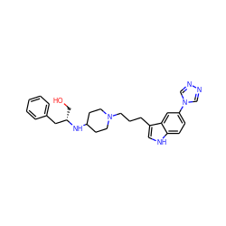 OC[C@@H](Cc1ccccc1)NC1CCN(CCCc2c[nH]c3ccc(-n4cnnc4)cc23)CC1 ZINC000013802538