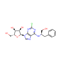 OC[C@@H](Cc1ccccc1)Nc1nc(Cl)nc2c1ncn2[C@H]1O[C@H](CO)[C@@H](O)[C@H]1O ZINC000049021607