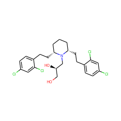 OC[C@@H](O)CN1[C@H](CCc2ccc(Cl)cc2Cl)CCC[C@@H]1CCc1ccc(Cl)cc1Cl ZINC000103297272