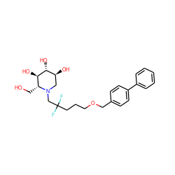 OC[C@@H]1[C@@H](O)[C@H](O)[C@@H](O)CN1CC(F)(F)CCCOCc1ccc(-c2ccccc2)cc1 ZINC000299818631