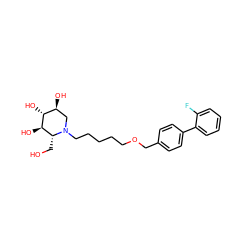 OC[C@@H]1[C@@H](O)[C@H](O)[C@@H](O)CN1CCCCCOCc1ccc(-c2ccccc2F)cc1 ZINC000299840167