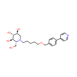 OC[C@@H]1[C@@H](O)[C@H](O)[C@@H](O)CN1CCCCCOCc1ccc(-c2ccncc2)cc1 ZINC000299840142