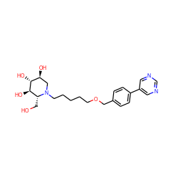 OC[C@@H]1[C@@H](O)[C@H](O)[C@@H](O)CN1CCCCCOCc1ccc(-c2cncnc2)cc1 ZINC000299841337