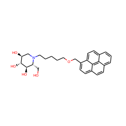 OC[C@@H]1[C@@H](O)[C@H](O)[C@@H](O)CN1CCCCCOCc1ccc2ccc3cccc4ccc1c2c34 ZINC000299820777