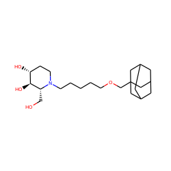 OC[C@@H]1[C@@H](O)[C@H](O)CCN1CCCCCOCC12CC3CC(CC(C3)C1)C2 ZINC000084617563