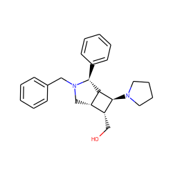 OC[C@@H]1[C@@H]2CN(Cc3ccccc3)[C@@H](c3ccccc3)[C@@H]2[C@H]1N1CCCC1 ZINC000084709344