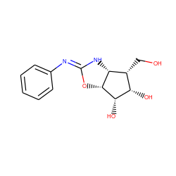 OC[C@@H]1[C@H](O)[C@H](O)[C@@H]2O/C(=N\c3ccccc3)N[C@H]12 ZINC000040688975