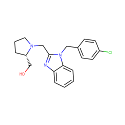 OC[C@@H]1CCCN1Cc1nc2ccccc2n1Cc1ccc(Cl)cc1 ZINC000140353304