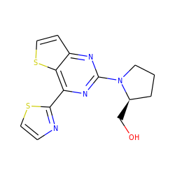 OC[C@@H]1CCCN1c1nc(-c2nccs2)c2sccc2n1 ZINC000029047520