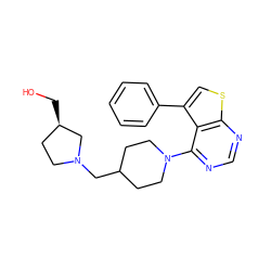 OC[C@@H]1CCN(CC2CCN(c3ncnc4scc(-c5ccccc5)c34)CC2)C1 ZINC000653668901