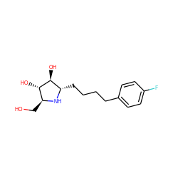 OC[C@@H]1N[C@@H](CCCCc2ccc(F)cc2)[C@H](O)[C@H]1O ZINC000299838550