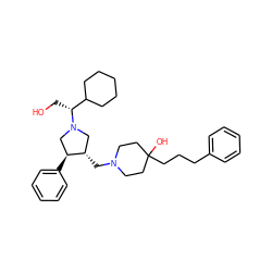 OC[C@H](C1CCCCC1)N1C[C@H](CN2CCC(O)(CCCc3ccccc3)CC2)[C@@H](c2ccccc2)C1 ZINC000013819420