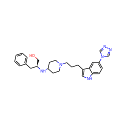 OC[C@H](Cc1ccccc1)NC1CCN(CCCc2c[nH]c3ccc(-n4cnnc4)cc23)CC1 ZINC000013802536