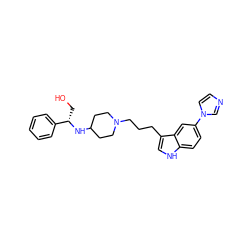 OC[C@H](NC1CCN(CCCc2c[nH]c3ccc(-n4ccnc4)cc23)CC1)c1ccccc1 ZINC000013802572