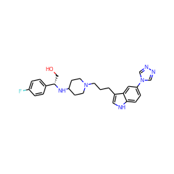 OC[C@H](NC1CCN(CCCc2c[nH]c3ccc(-n4cnnc4)cc23)CC1)c1ccc(F)cc1 ZINC000003827662