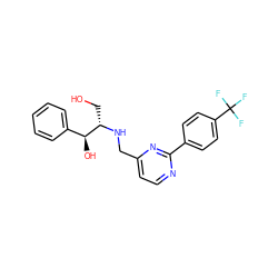 OC[C@H](NCc1ccnc(-c2ccc(C(F)(F)F)cc2)n1)[C@@H](O)c1ccccc1 ZINC000204415563