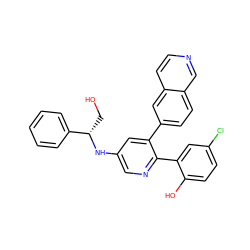 OC[C@H](Nc1cnc(-c2cc(Cl)ccc2O)c(-c2ccc3cnccc3c2)c1)c1ccccc1 ZINC001772630816