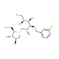 OC[C@H](O)[C@@H](O)[C@@H](OCc1cccc(Cl)c1)[C@H](O)C[S@@+]1C[C@@H](O)[C@H](O)[C@H]1CO ZINC000653697083