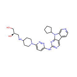 OC[C@H](O)CNC1CCN(c2ccc(Nc3ncc4c5ccncc5n(C5CCCC5)c4n3)nn2)CC1 ZINC000169706896