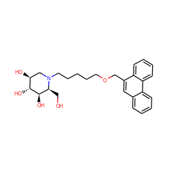 OC[C@H]1[C@@H](O)[C@H](O)[C@@H](O)CN1CCCCCOCc1cc2ccccc2c2ccccc12 ZINC000299825005