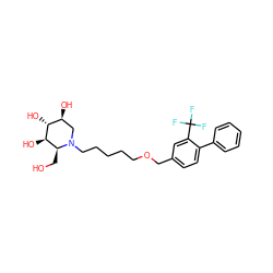 OC[C@H]1[C@@H](O)[C@H](O)[C@@H](O)CN1CCCCCOCc1ccc(-c2ccccc2)c(C(F)(F)F)c1 ZINC000299832010