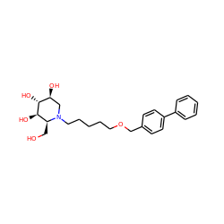 OC[C@H]1[C@@H](O)[C@H](O)[C@@H](O)CN1CCCCCOCc1ccc(-c2ccccc2)cc1 ZINC000299820911