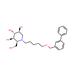 OC[C@H]1[C@@H](O)[C@H](O)[C@@H](O)CN1CCCCCOCc1cccc(-c2ccccc2)c1 ZINC000299832597