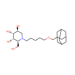 OC[C@H]1[C@H](O)[C@H](O)[C@@H](O)CN1CCCCCOCC12CC3CC(CC(C3)C1)C2 ZINC000049068443