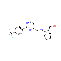 OC[C@H]1[C@H]2CC[C@@H](C2)[C@@H]1NCc1ccnc(-c2ccc(C(F)(F)F)cc2)n1 ZINC000216150371