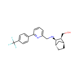 OC[C@H]1[C@H]2CC[C@@H](C2)[C@H]1NCc1cccc(-c2ccc(C(F)(F)F)cc2)n1 ZINC000216149241