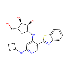 OC[C@H]1C[C@@H](Nc2cc(NC3CCC3)ncc2-c2nc3ccccc3s2)[C@H](O)[C@@H]1O ZINC000207442906