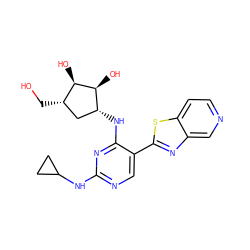 OC[C@H]1C[C@@H](Nc2nc(NC3CC3)ncc2-c2nc3cnccc3s2)[C@H](O)[C@@H]1O ZINC000473110385