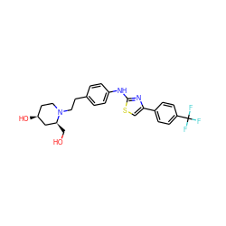 OC[C@H]1C[C@@H](O)CCN1CCc1ccc(Nc2nc(-c3ccc(C(F)(F)F)cc3)cs2)cc1 ZINC000096274008