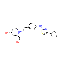 OC[C@H]1C[C@@H](O)CCN1CCc1ccc(Nc2nc(C3CCCC3)cs2)cc1 ZINC000096273996