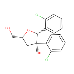 OC[C@H]1C[C@](O)(c2ccccc2Cl)[C@@H](c2ccccc2Cl)O1 ZINC000028648838