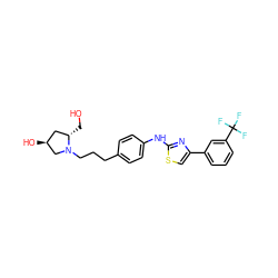 OC[C@H]1C[C@H](O)CN1CCCc1ccc(Nc2nc(-c3cccc(C(F)(F)F)c3)cs2)cc1 ZINC000653701096